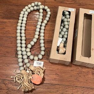 Two 80” Wooden Beads Garland, set of 2… NWT